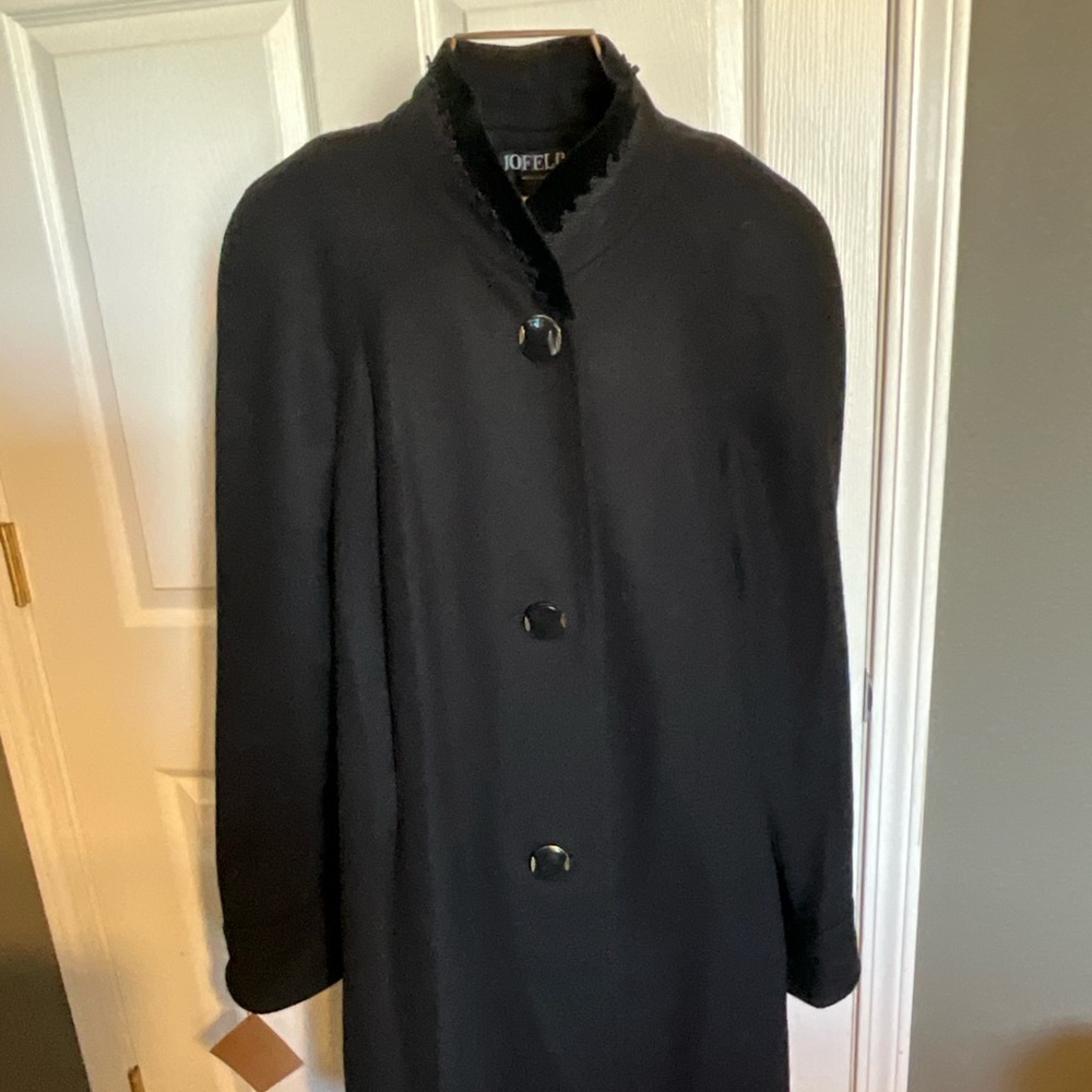 Vintage Jofeld Women's Victorian Style Black Coat with Velvet Collar
